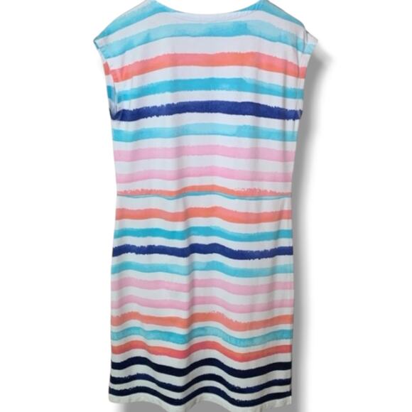 Talbots Dress Women's MP Midi-Length Casual Painterly Stripe Poolside Knit - Picture 3 of 7